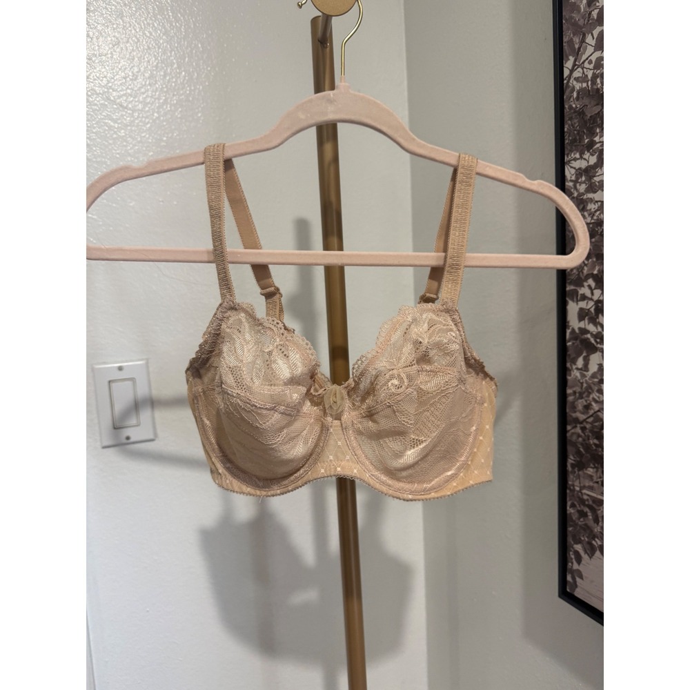 Wacoal Retro Chic Full Figure Underwire Lace Bra Nude Beige 855115 USA 32DD